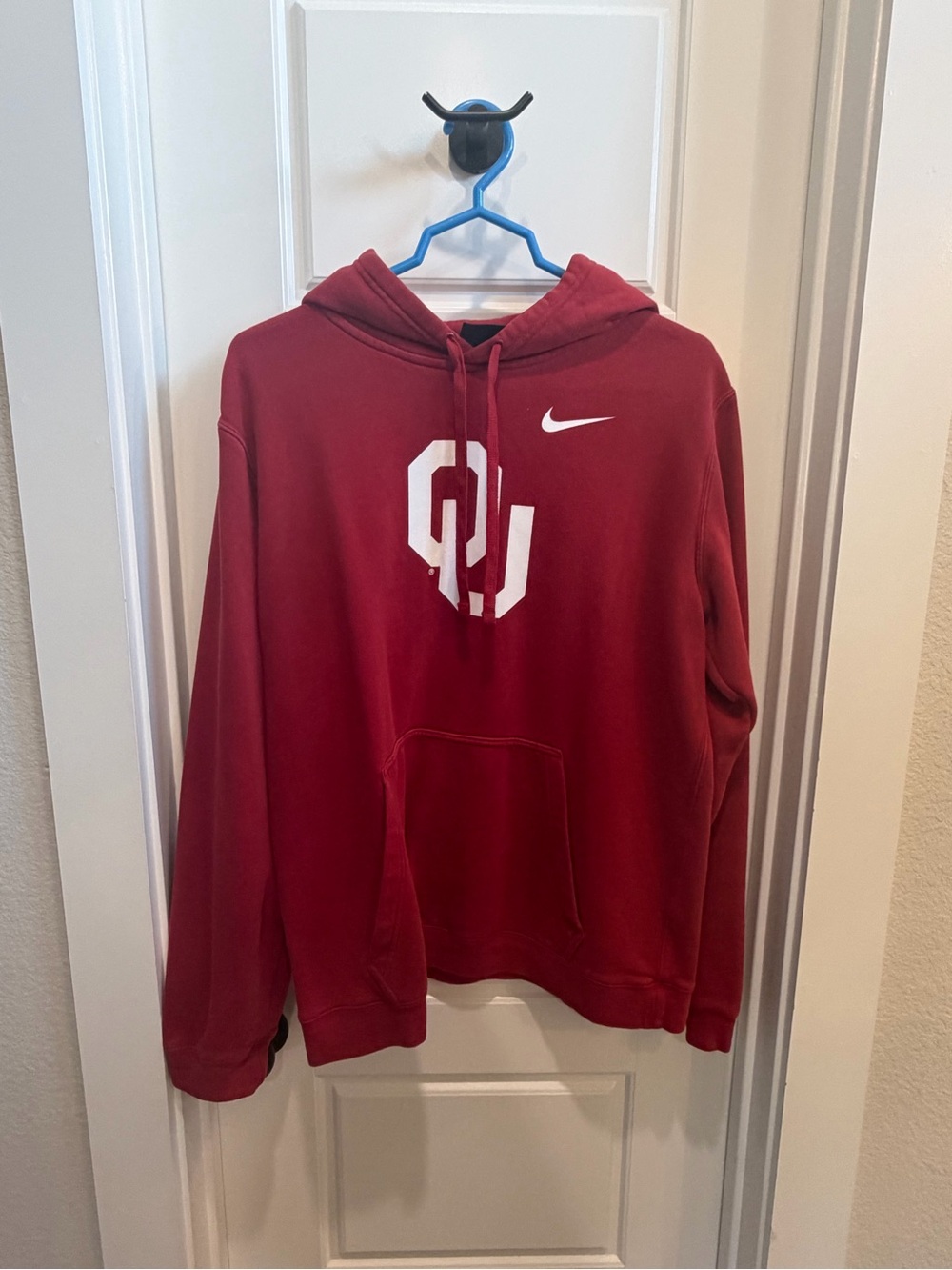 Nike Crimson OU Pullover Hoodie with White Logo